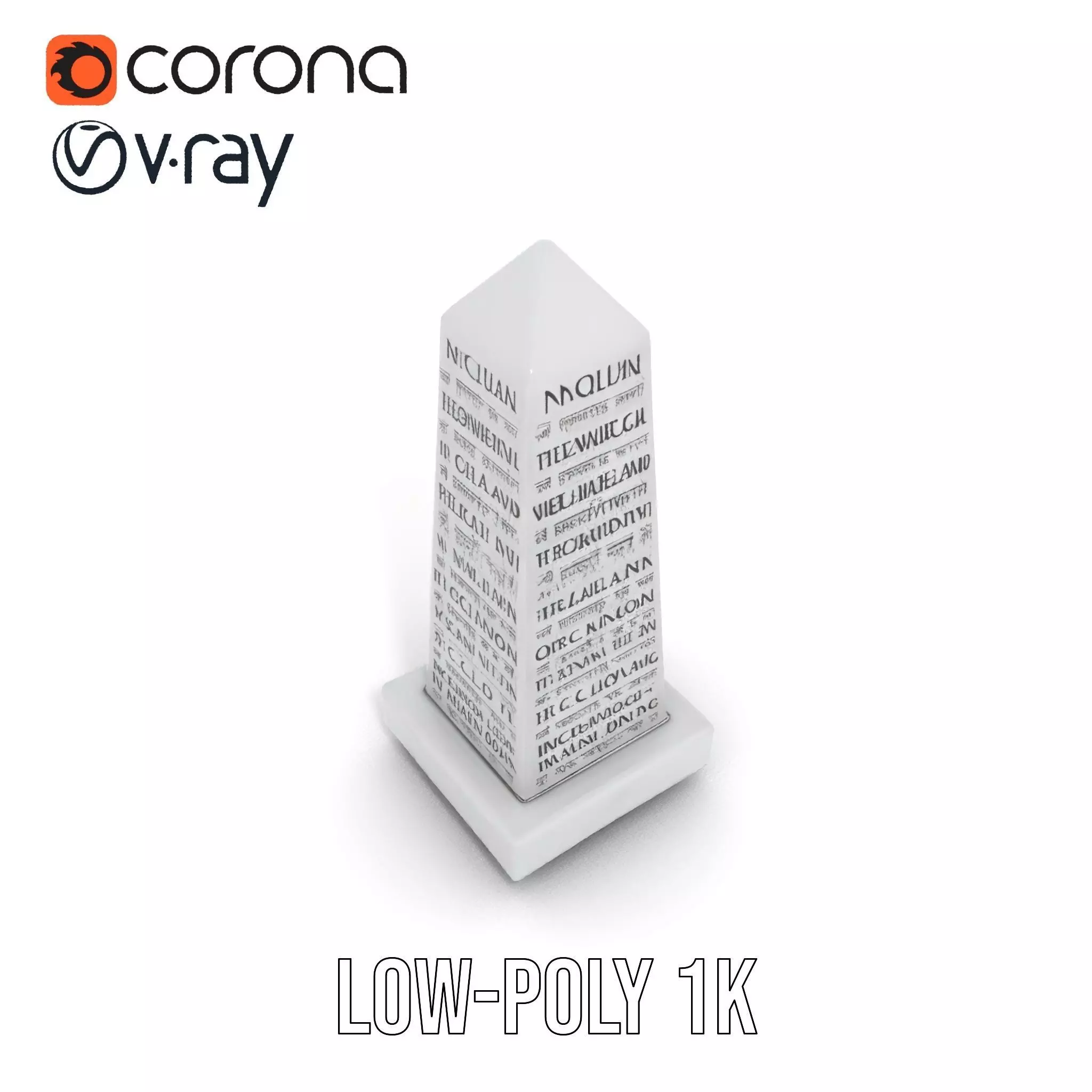 Marble Obelisk Engraved model pack Low-poly 3D model_19