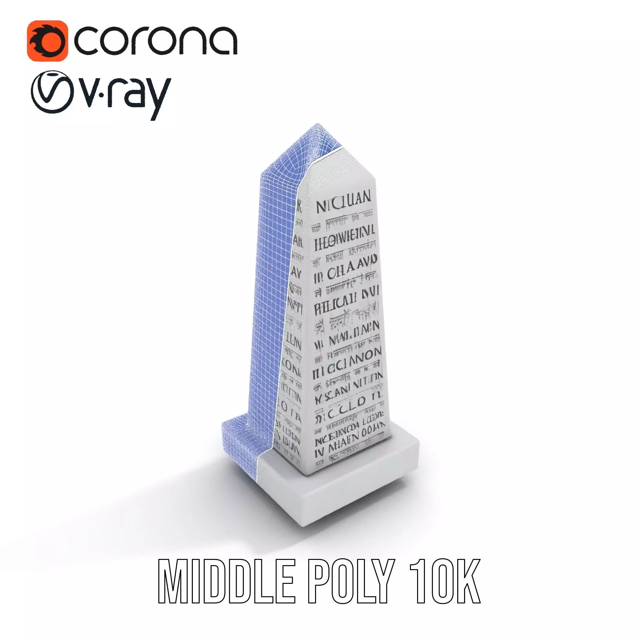 Marble Obelisk Engraved model pack Low-poly 3D model_21