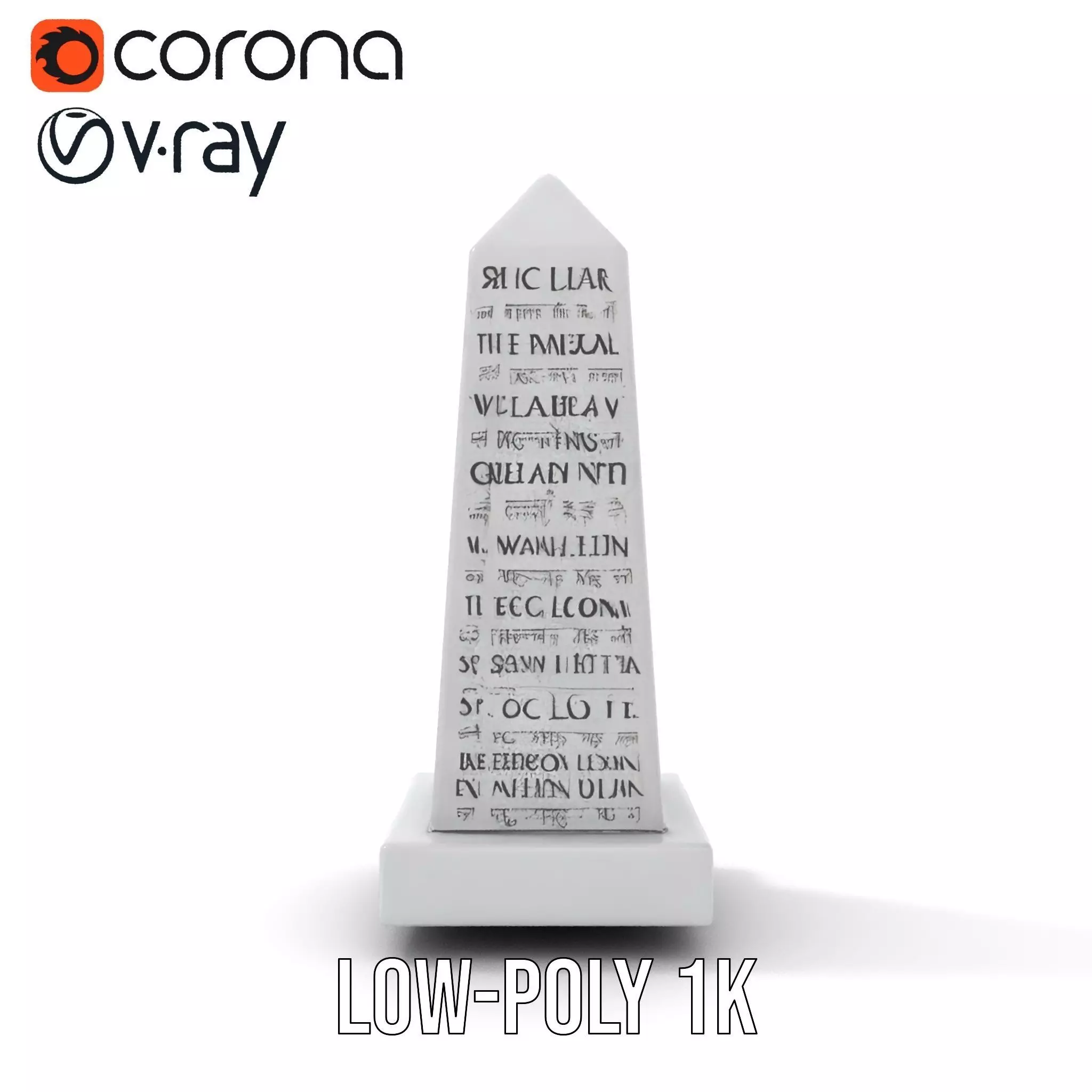 Marble Obelisk Engraved model pack Low-poly 3D model_31