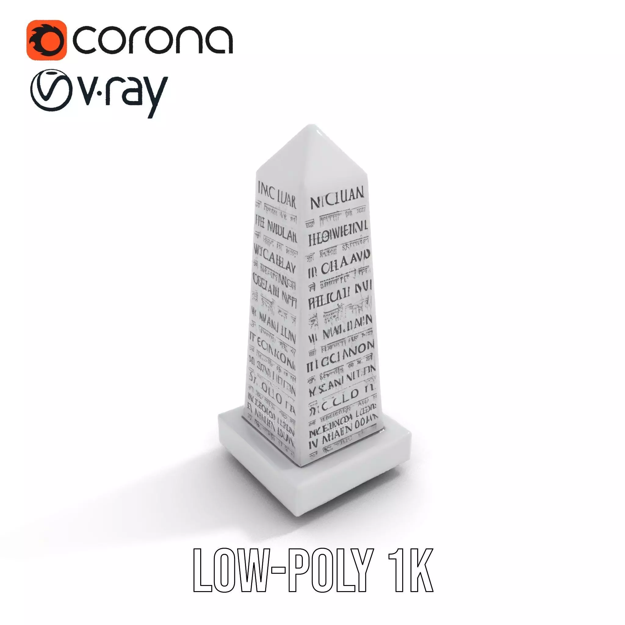 Marble Obelisk Engraved model pack Low-poly 3D model_9