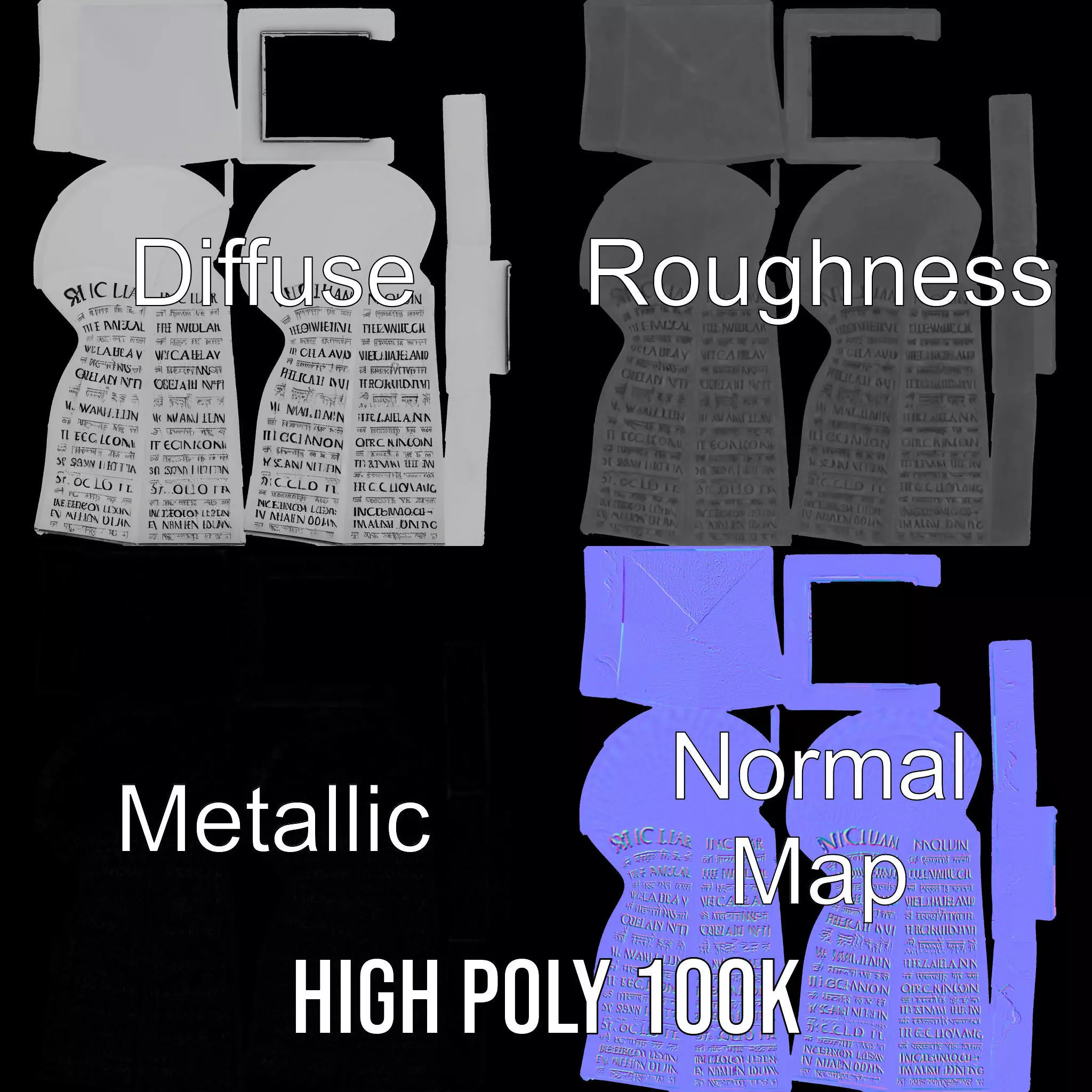 Marble Obelisk Engraved model pack Low-poly 3D model_3