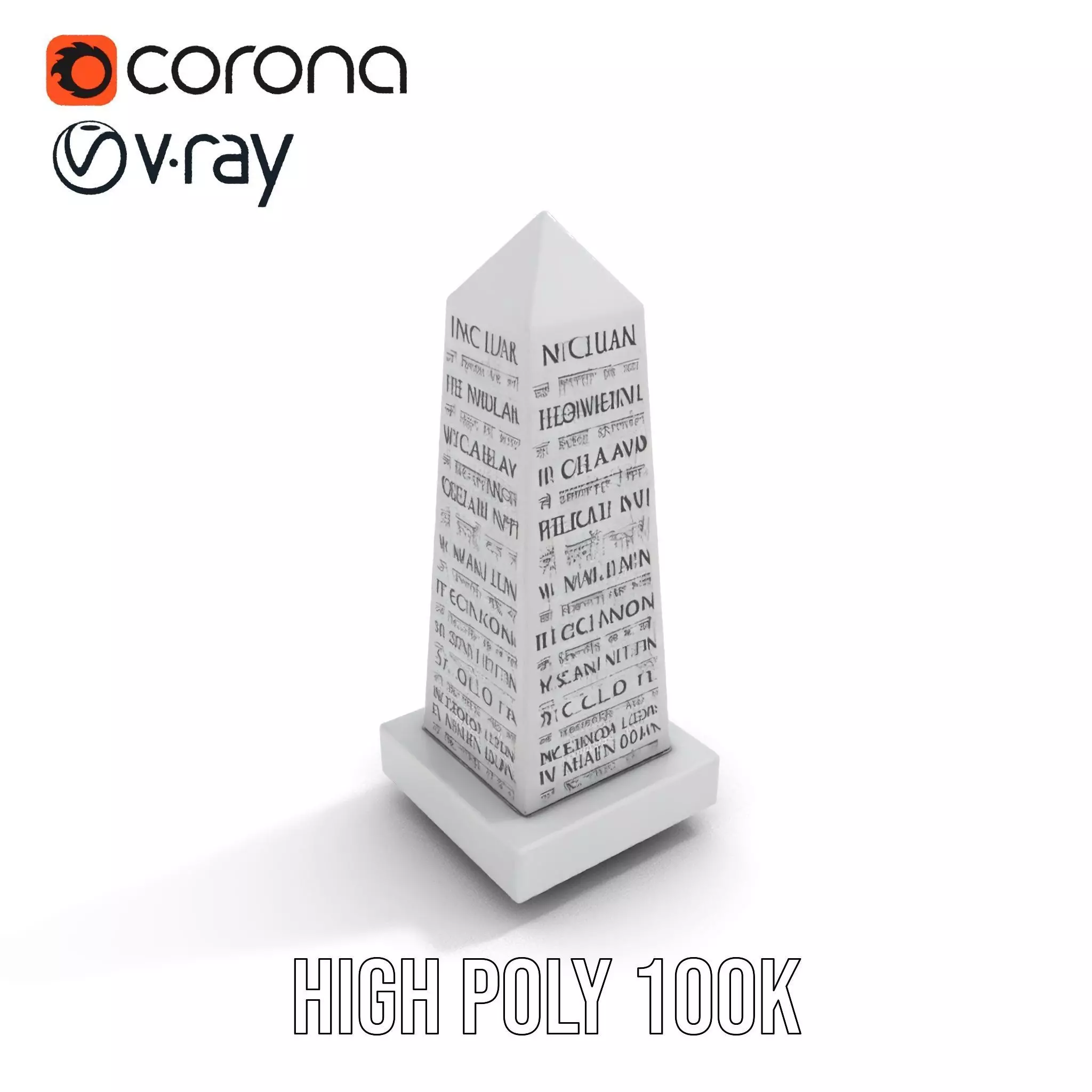 Marble Obelisk Engraved model pack Low-poly 3D model_17