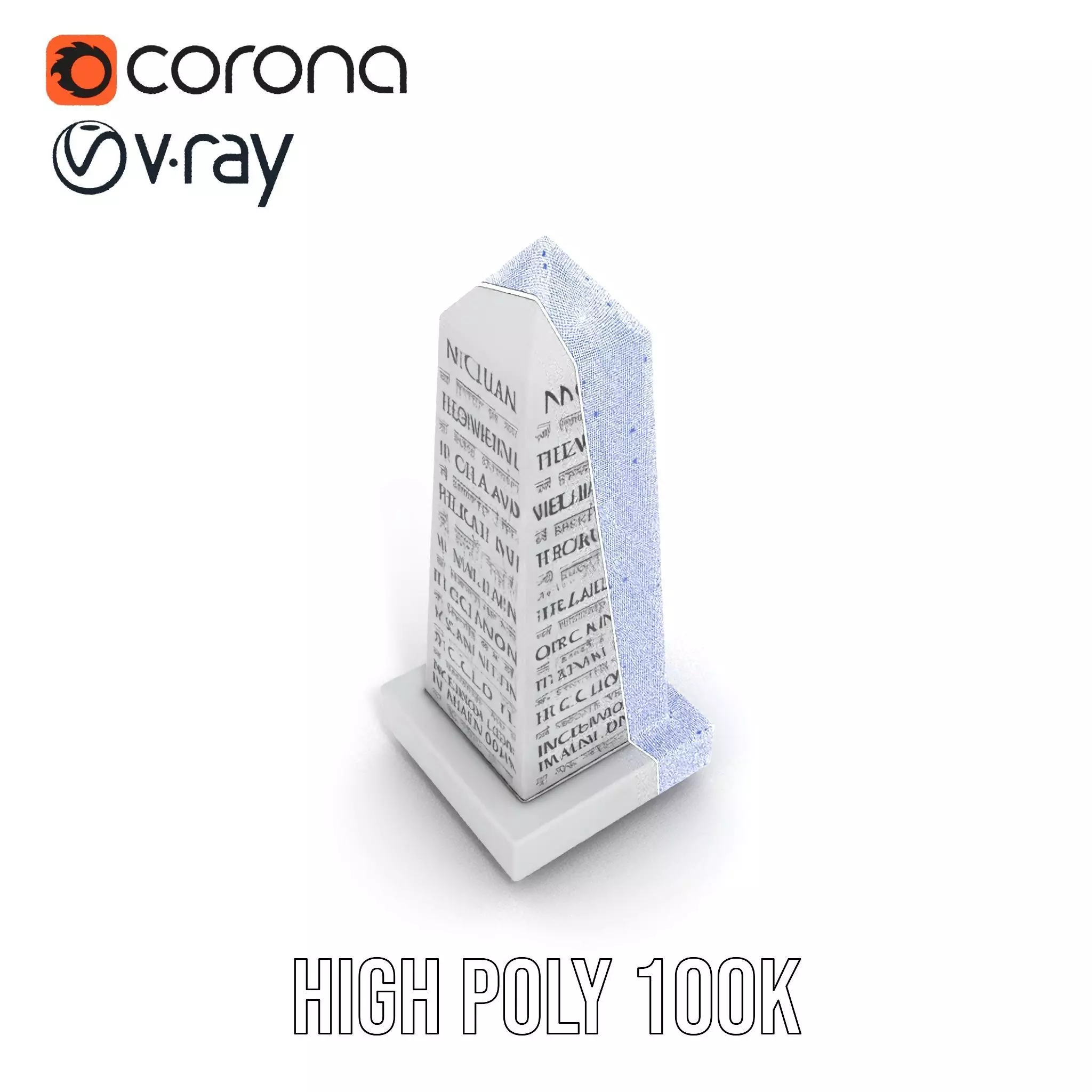 Marble Obelisk Engraved model pack Low-poly 3D model_32