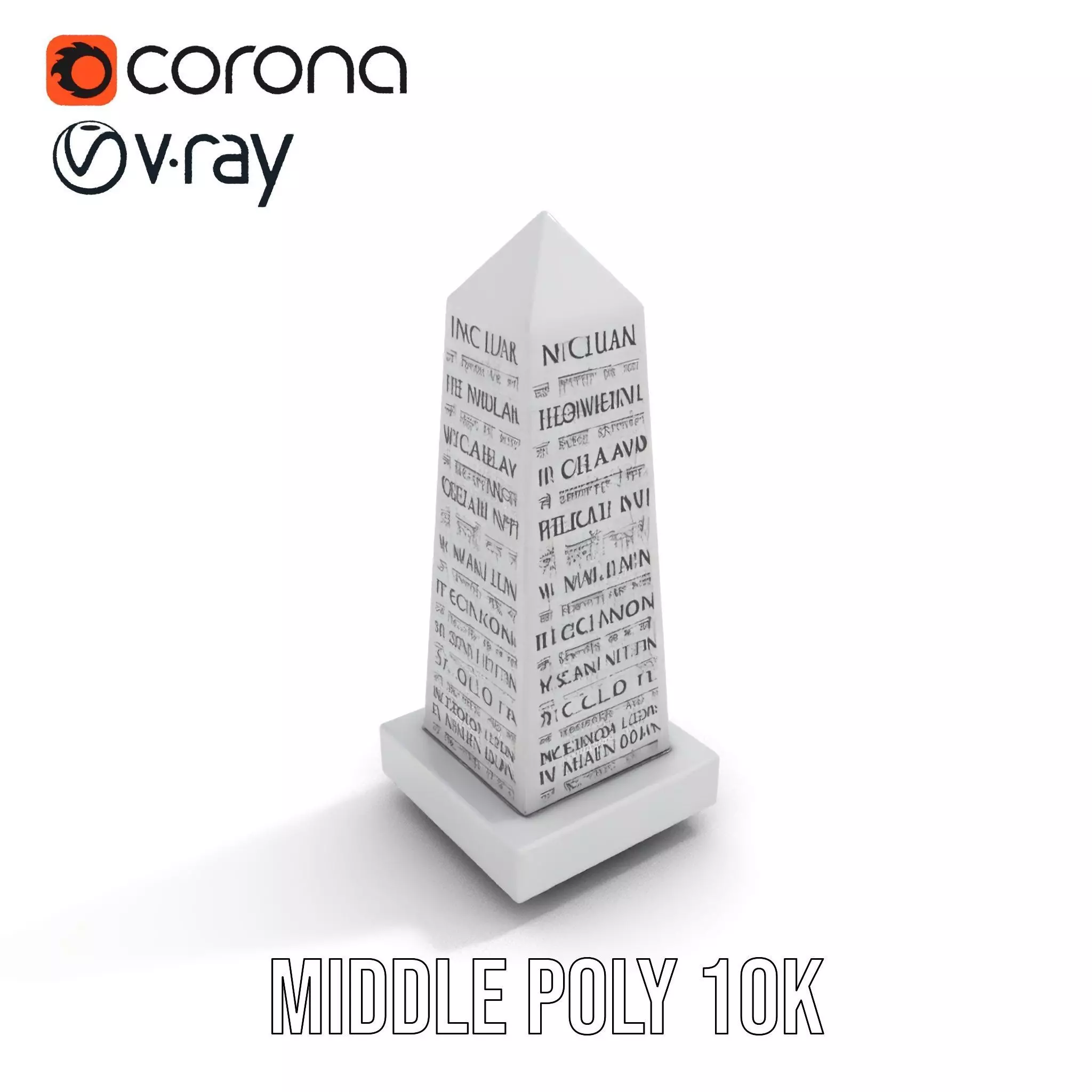 Marble Obelisk Engraved model pack Low-poly 3D model_6