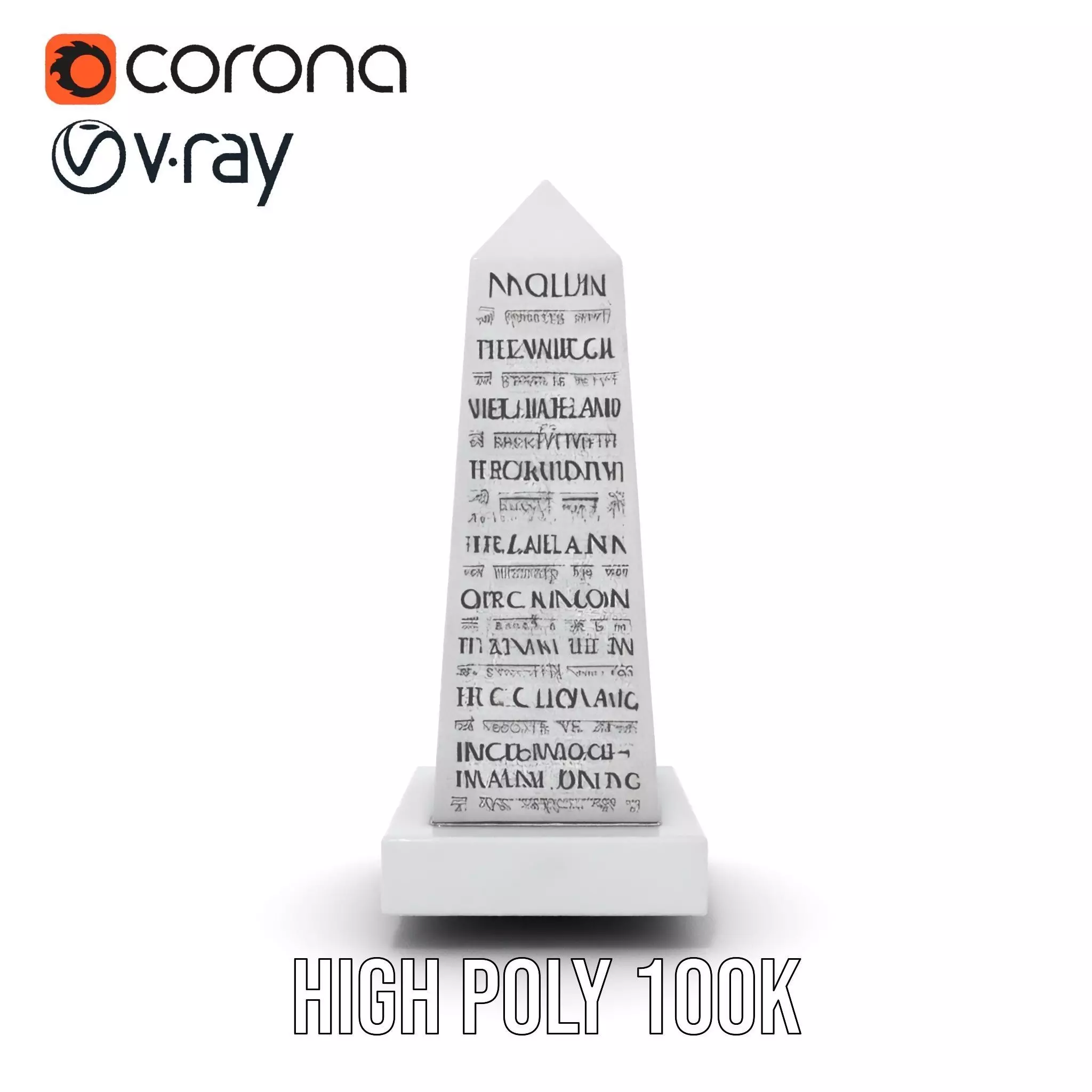 Marble Obelisk Engraved model pack Low-poly 3D model_34