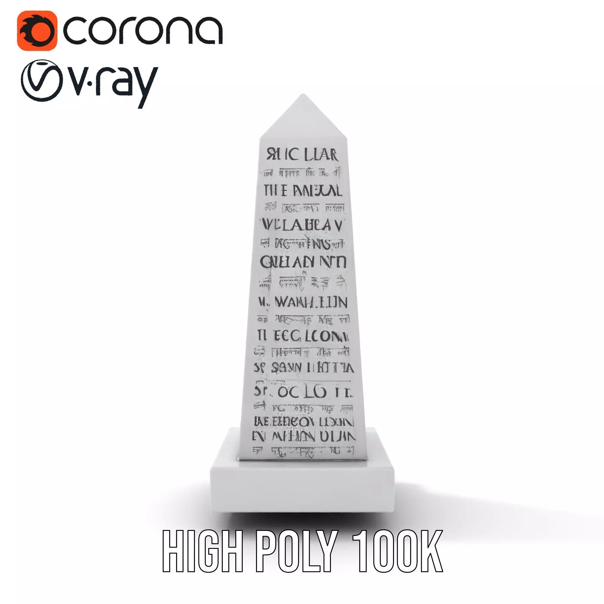 Marble Obelisk Engraved model pack Low-poly 3D model_29