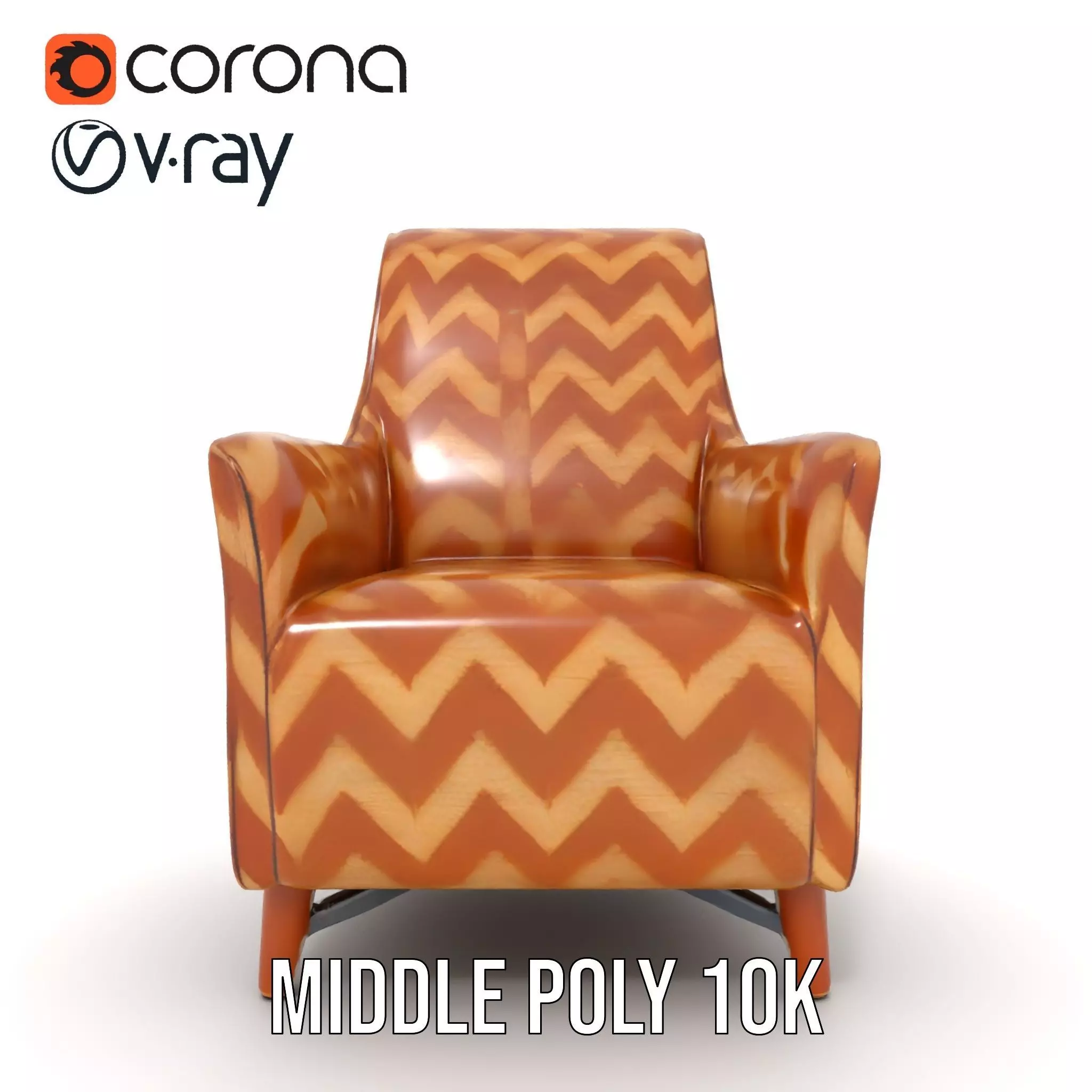 Zigzag Pattern Armchair model pack Low-poly 3D model_5
