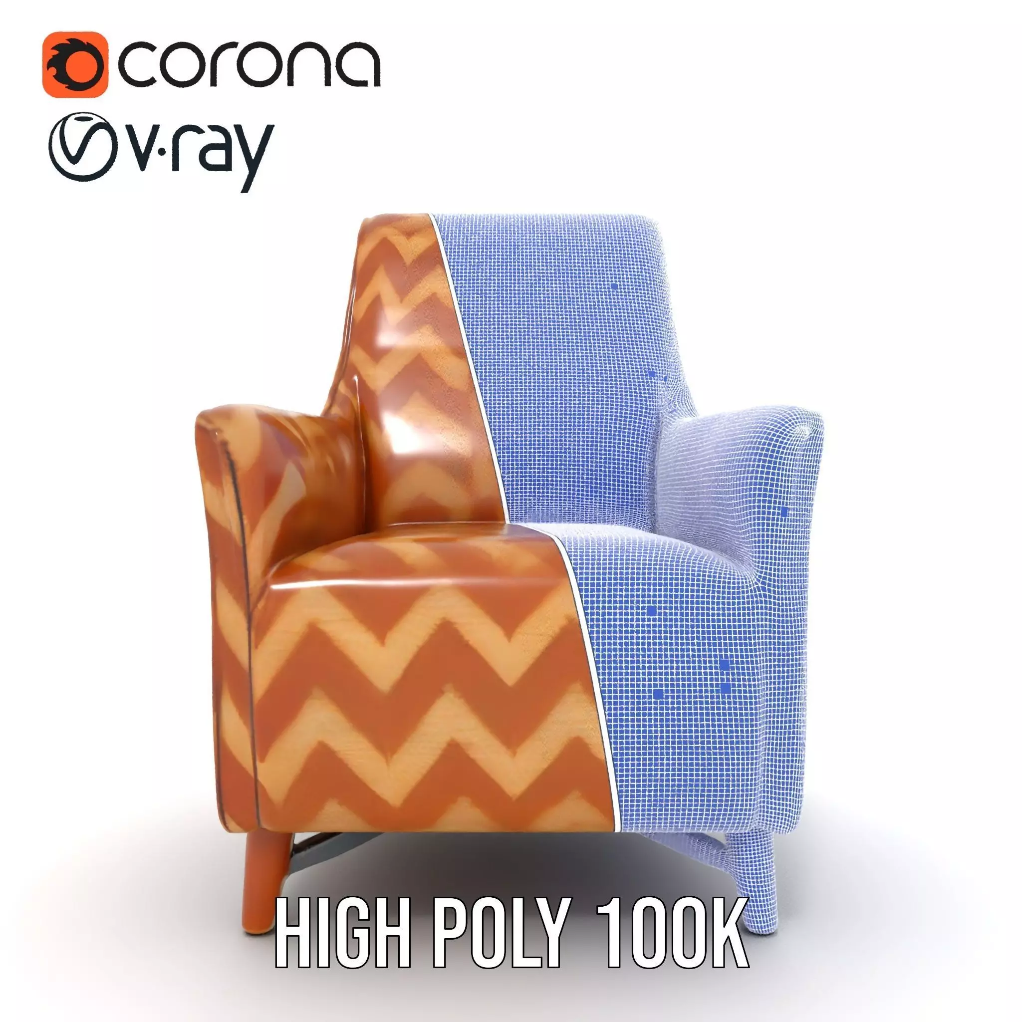 Zigzag Pattern Armchair model pack Low-poly 3D model_34