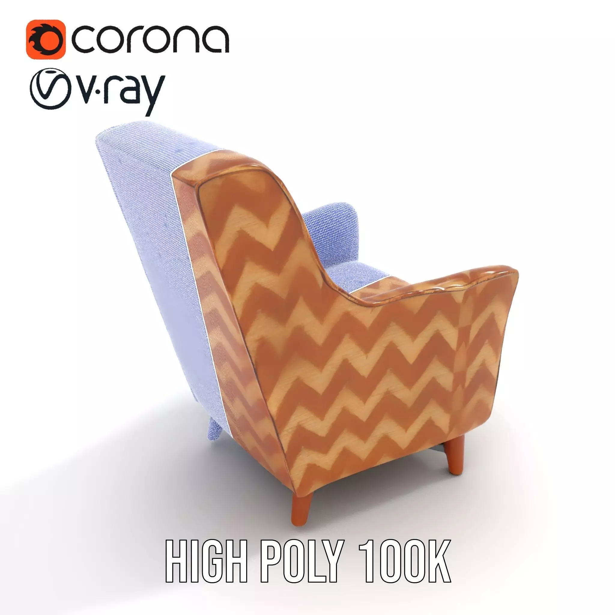 Zigzag Pattern Armchair model pack Low-poly 3D model_18