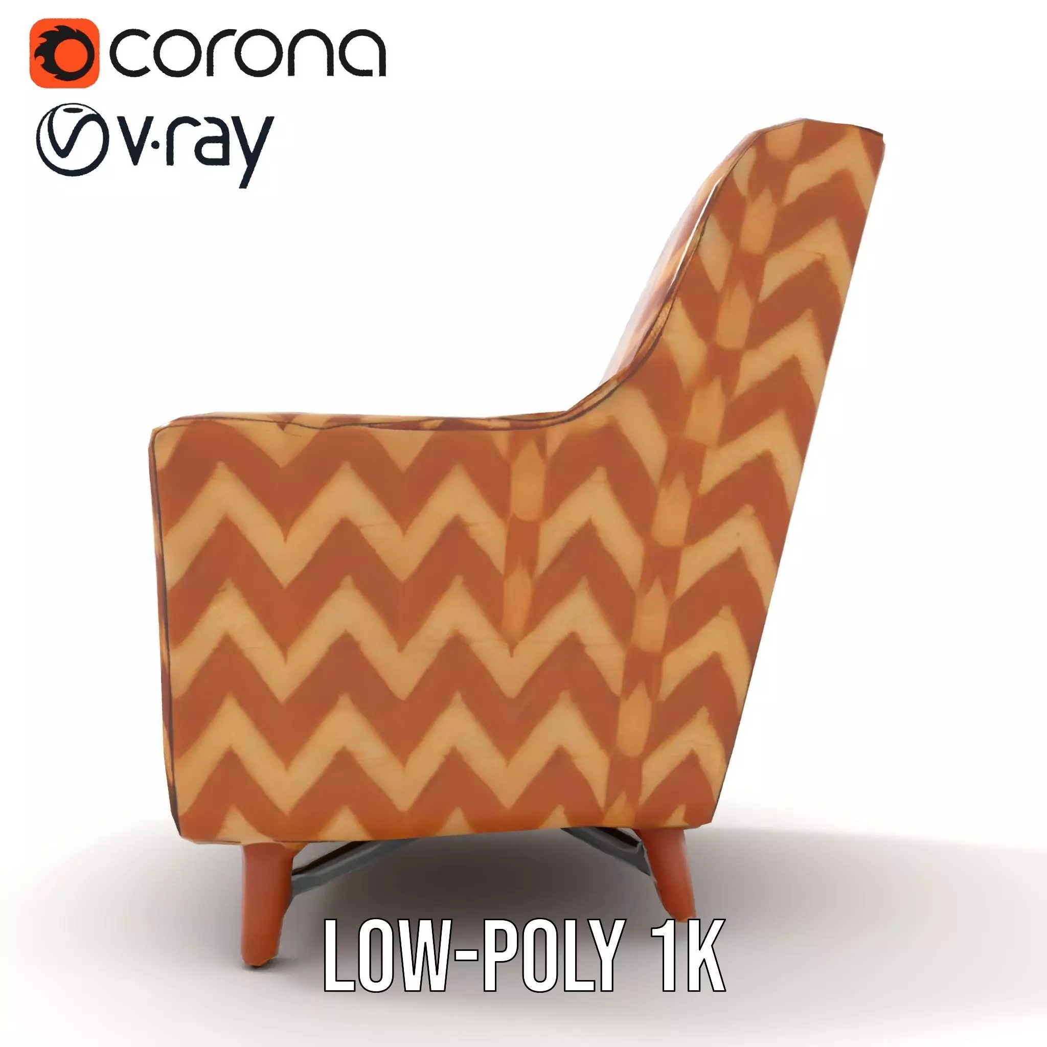 Zigzag Pattern Armchair model pack Low-poly 3D model_9