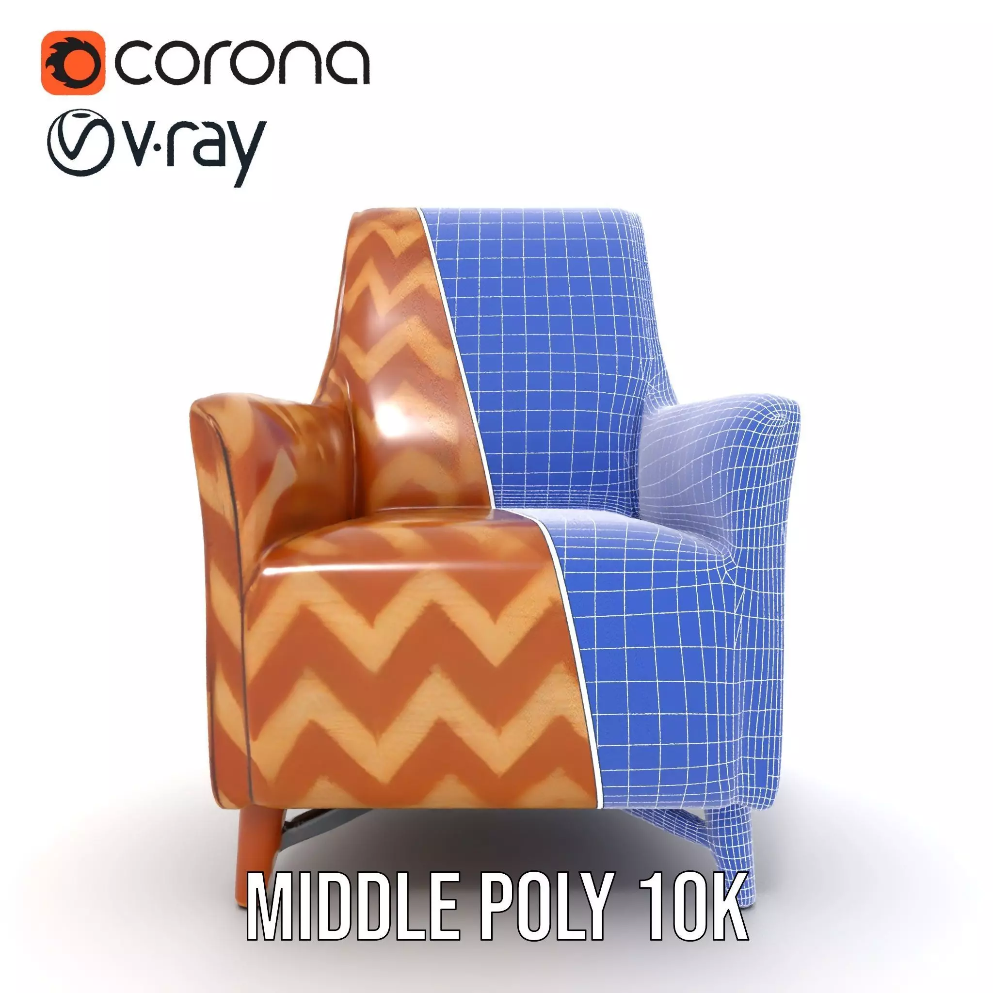 Zigzag Pattern Armchair model pack Low-poly 3D model_29