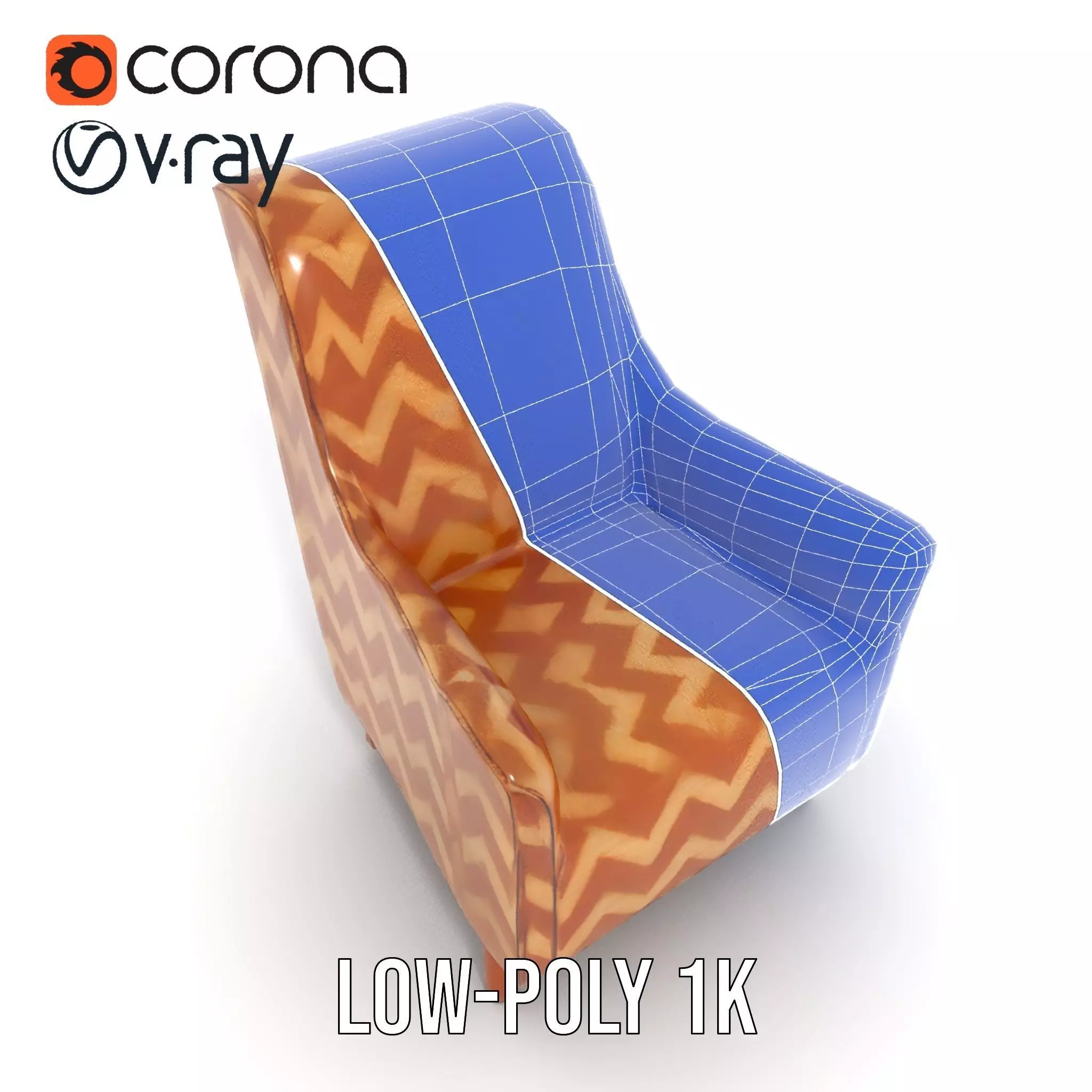Zigzag Pattern Armchair model pack Low-poly 3D model_27