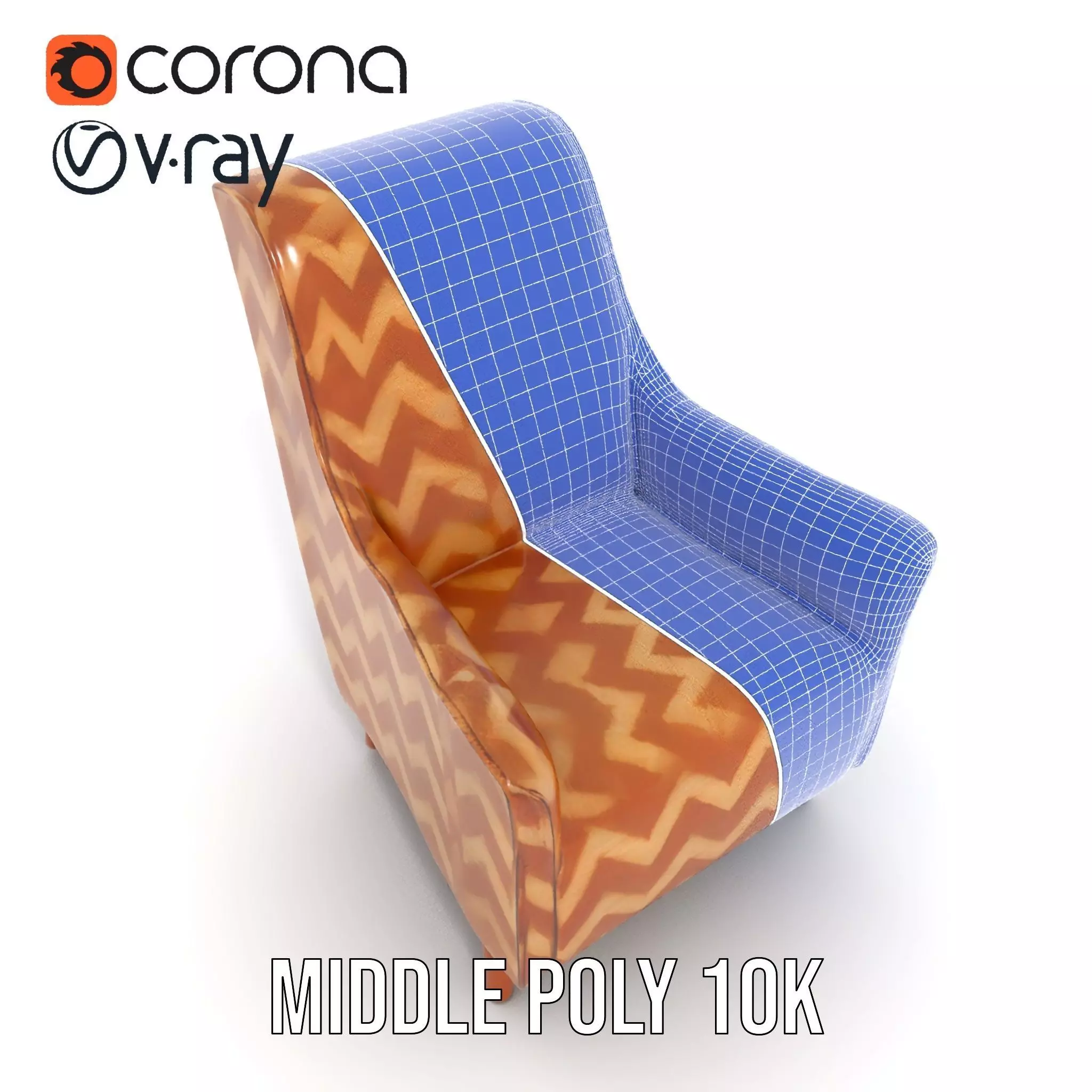 Zigzag Pattern Armchair model pack Low-poly 3D model_26