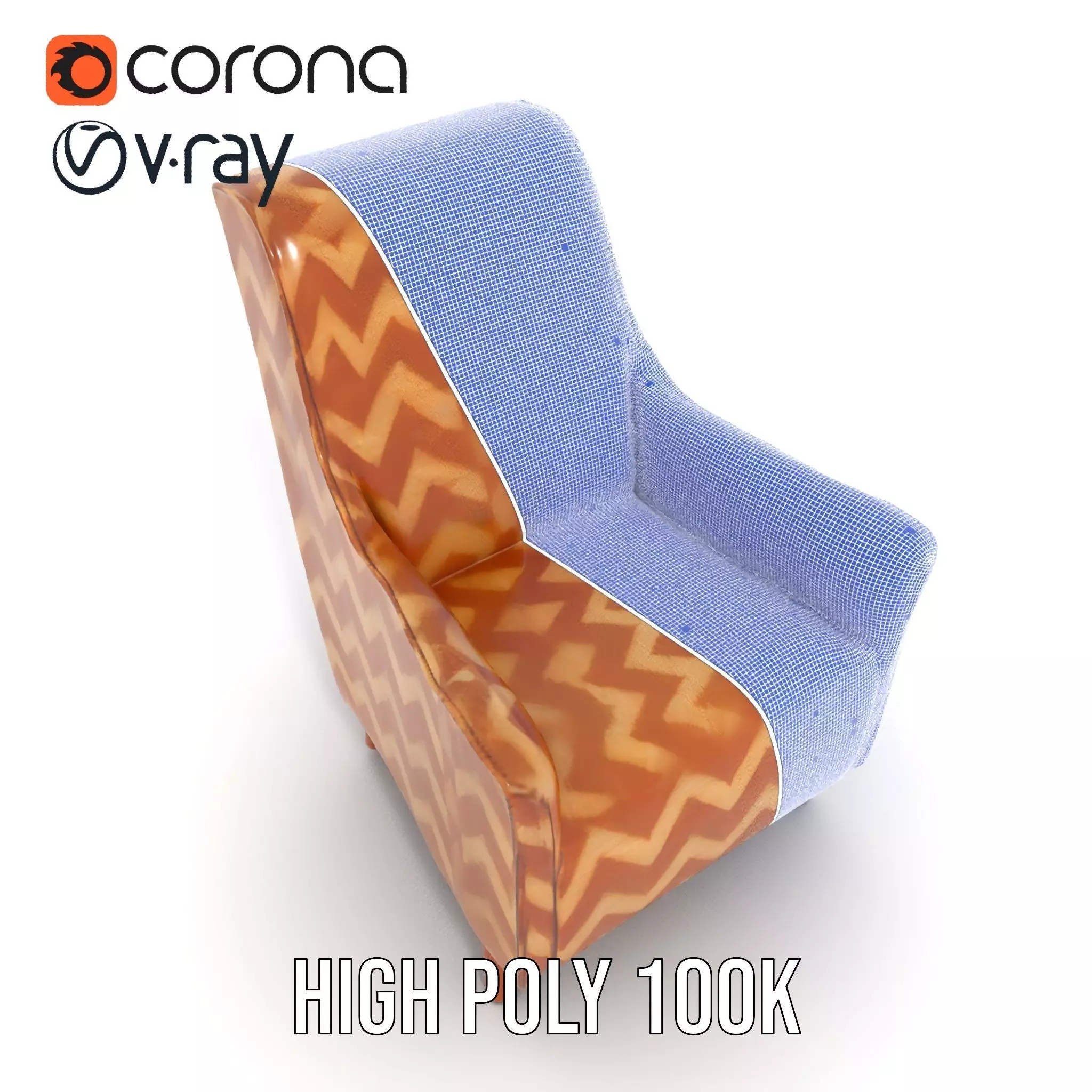 Zigzag Pattern Armchair model pack Low-poly 3D model_32