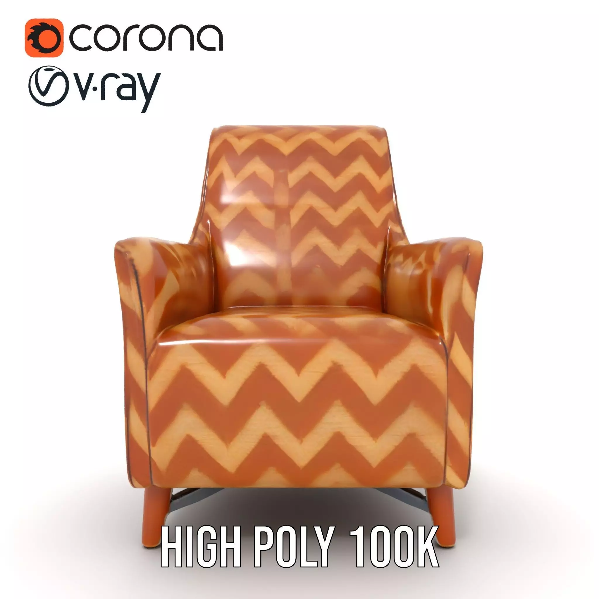 Zigzag Pattern Armchair model pack Low-poly 3D model_15