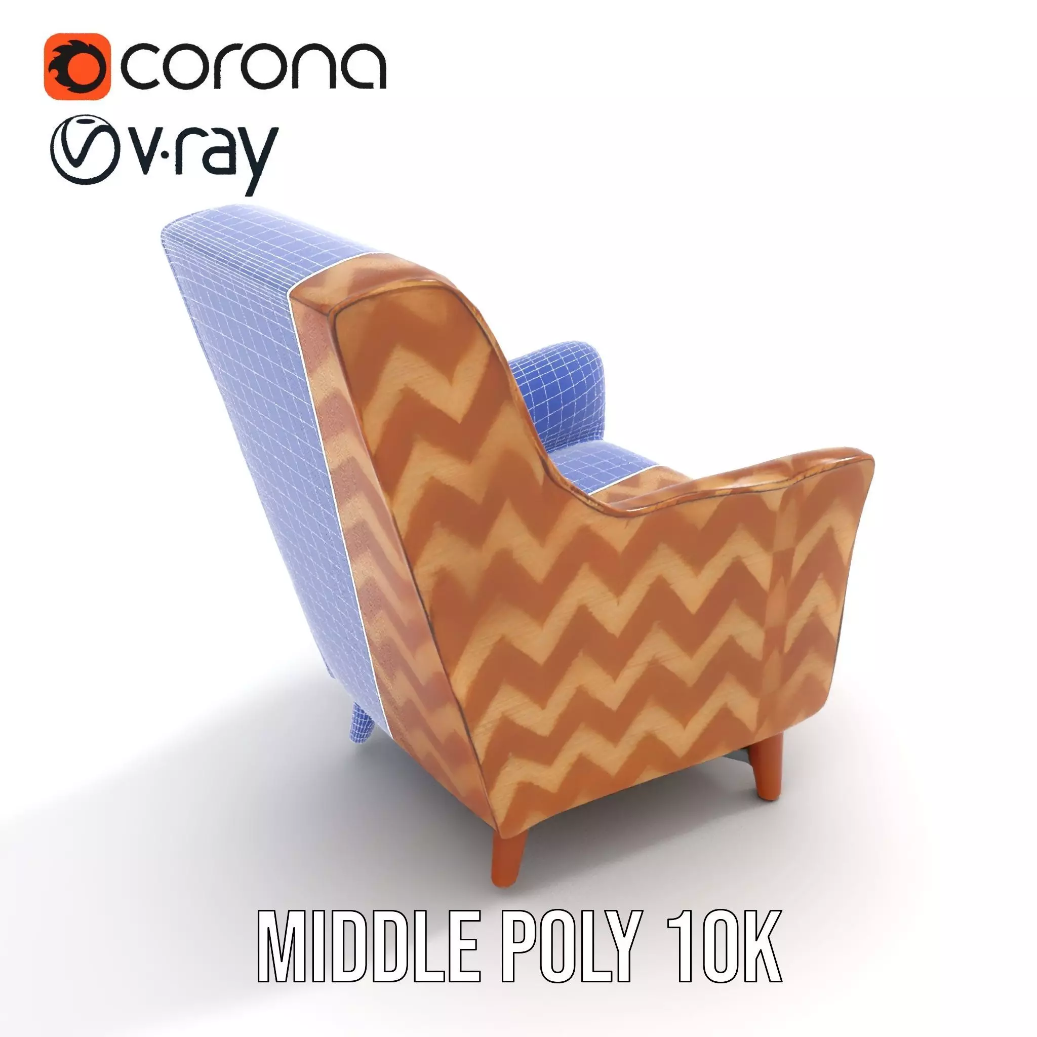 Zigzag Pattern Armchair model pack Low-poly 3D model_19