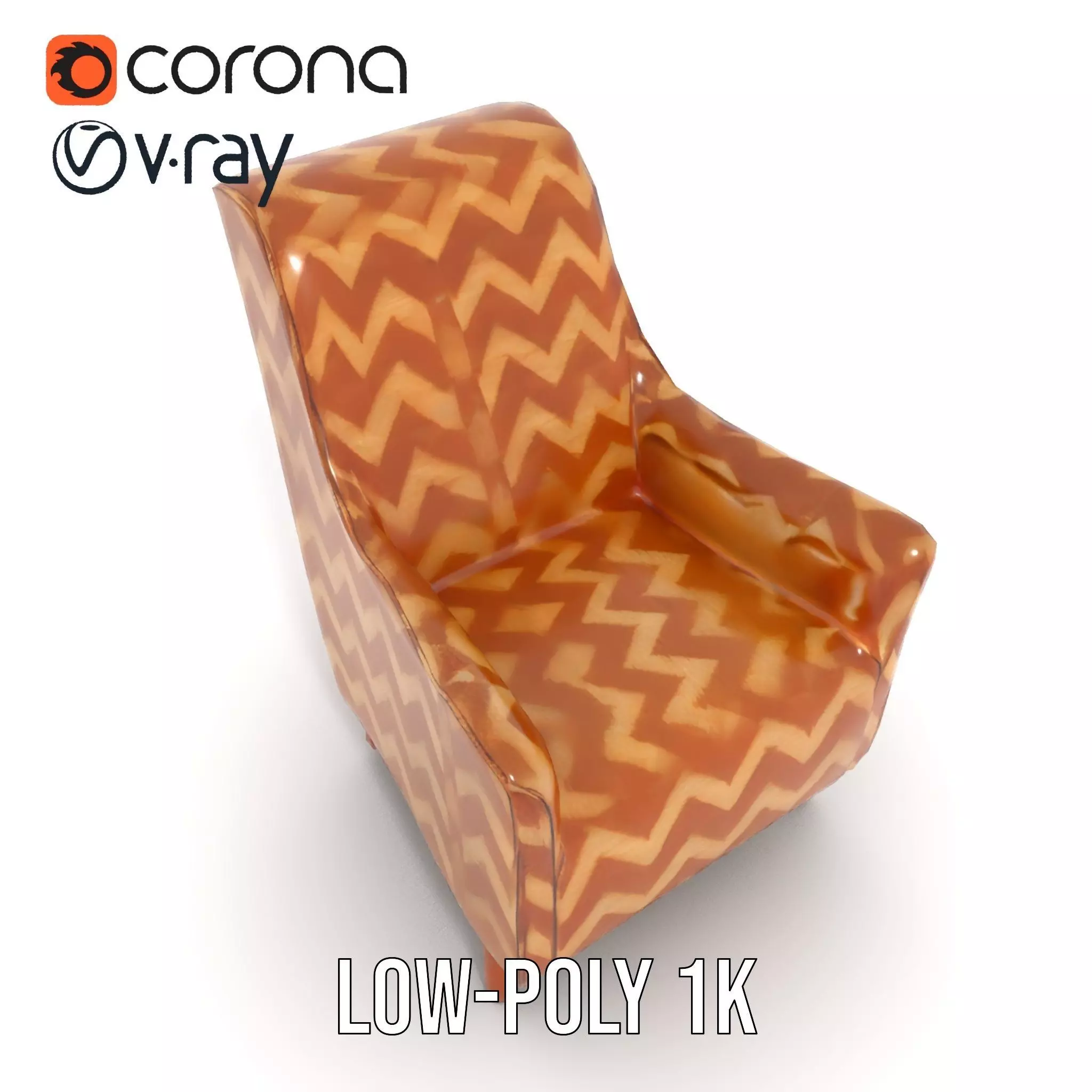 Zigzag Pattern Armchair model pack Low-poly 3D model_12