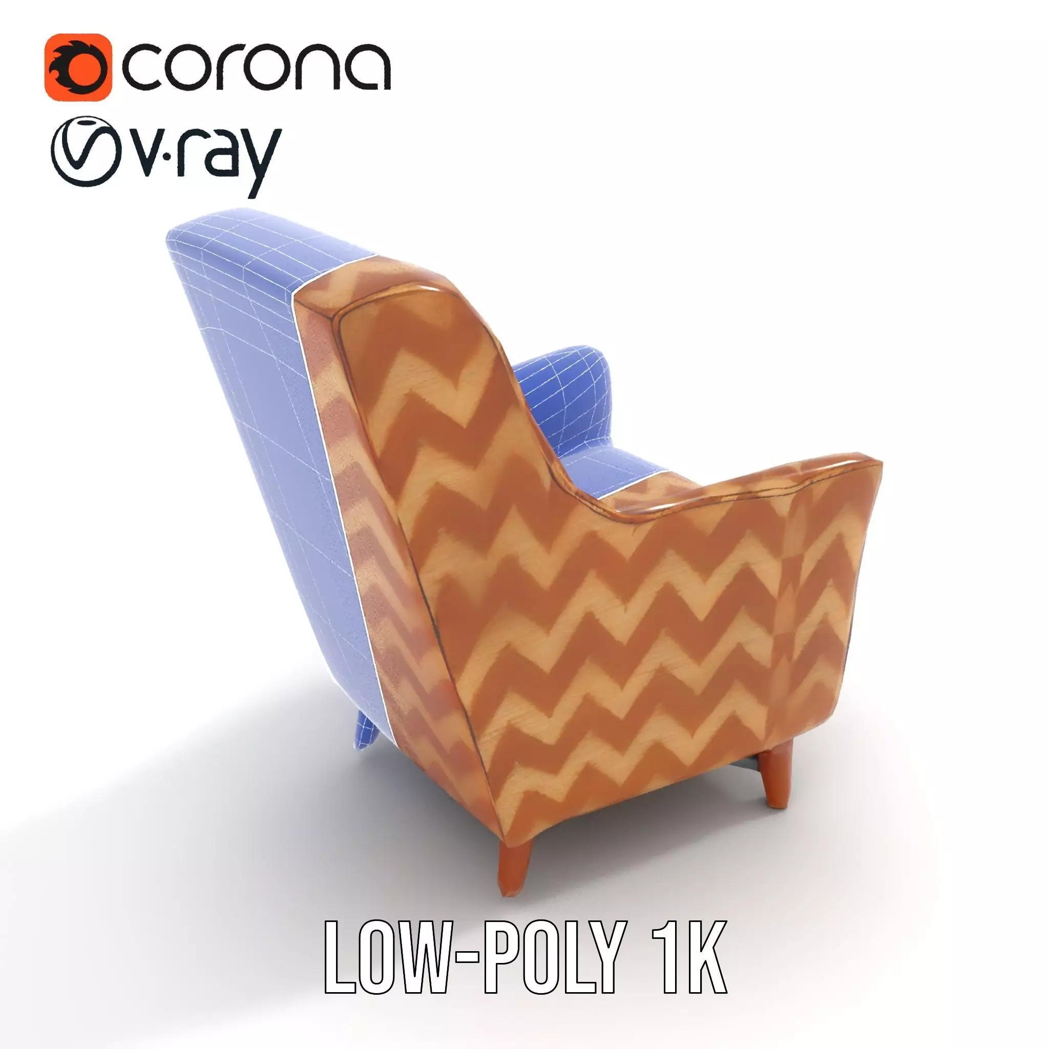 Zigzag Pattern Armchair model pack Low-poly 3D model_22
