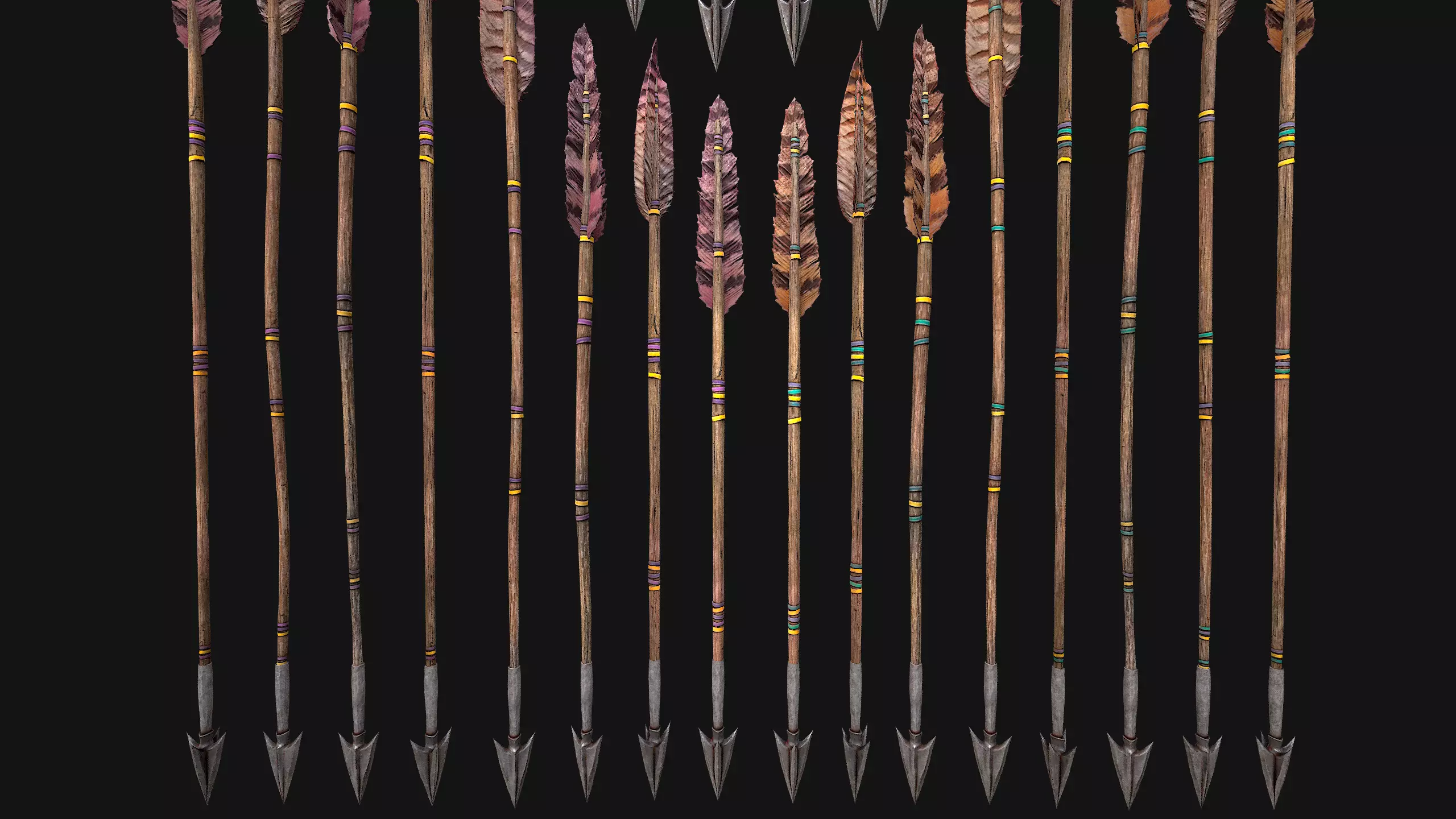 Quiver Archer Crossbowman Set Medieval equipment Low-poly 3D model_24