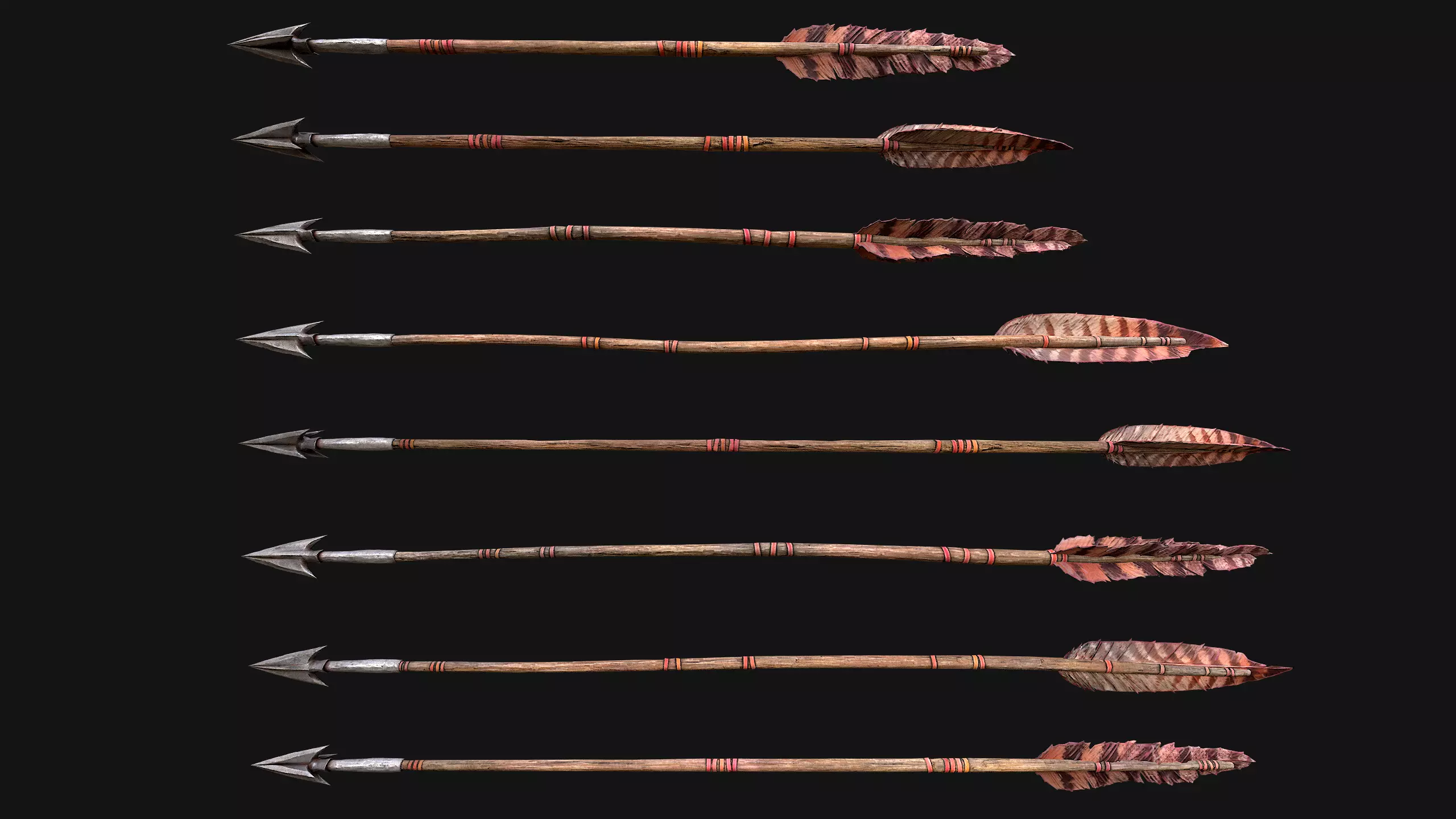 Quiver Archer Crossbowman Set Medieval equipment Low-poly 3D model_19