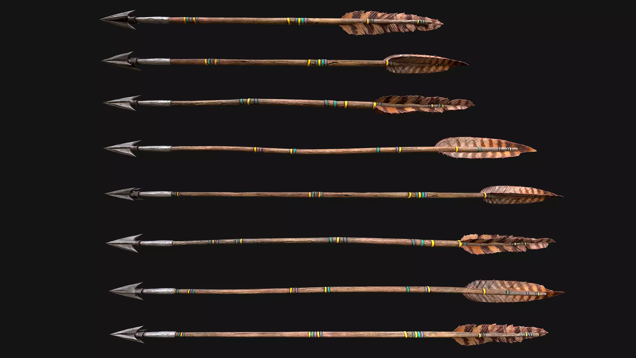 Quiver Archer Crossbowman Set Medieval equipment Low-poly 3D model_16