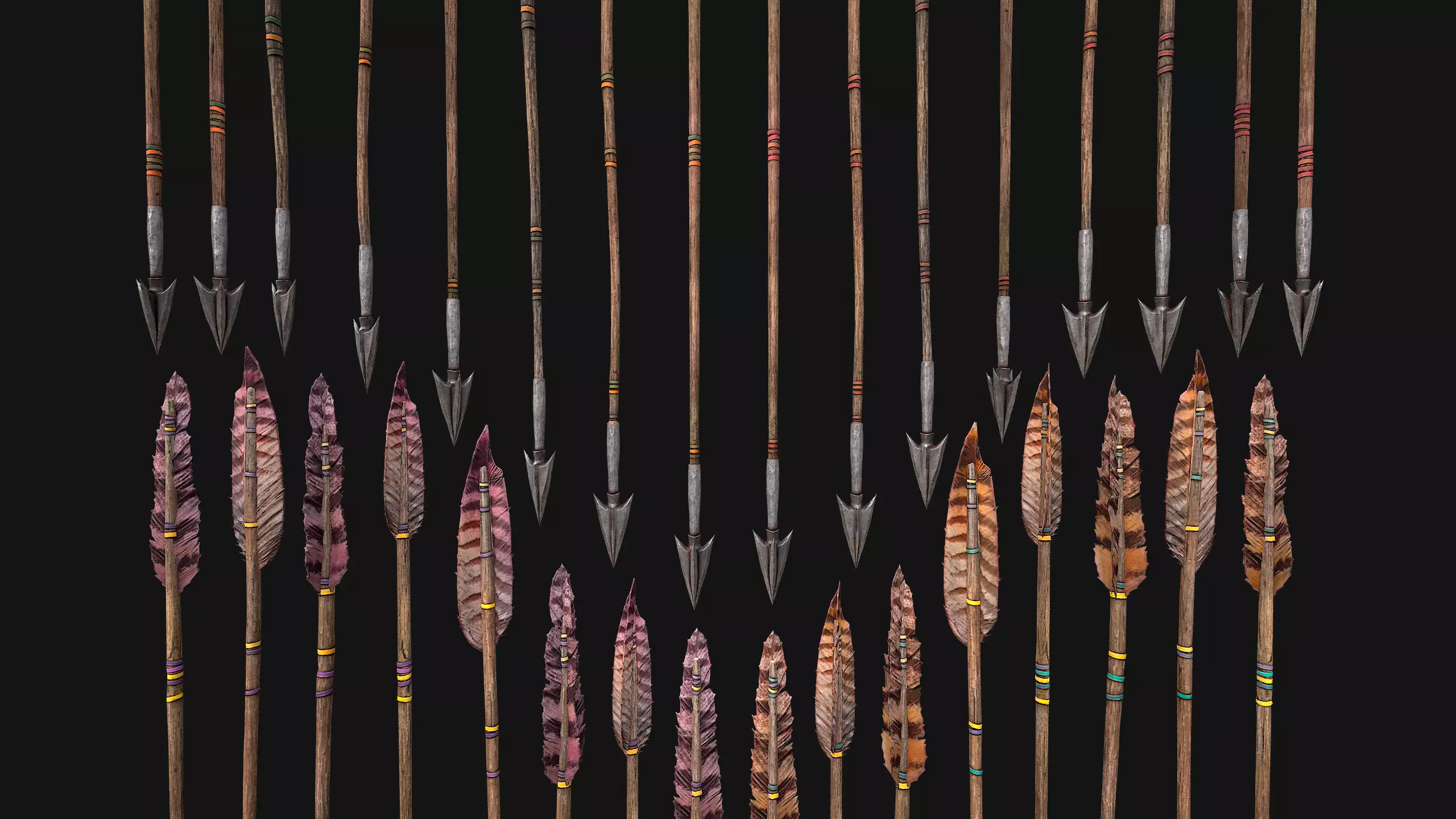 Quiver Archer Crossbowman Set Medieval equipment Low-poly 3D model_22