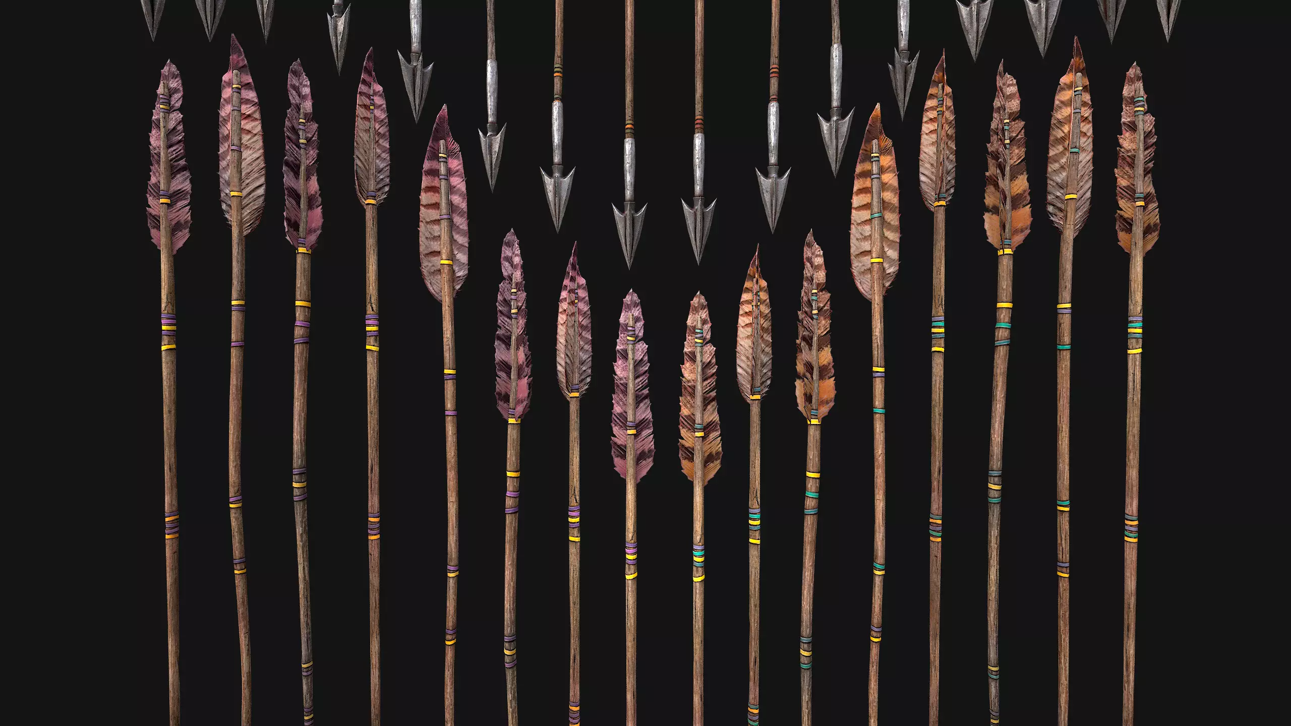 Quiver Archer Crossbowman Set Medieval equipment Low-poly 3D model_23