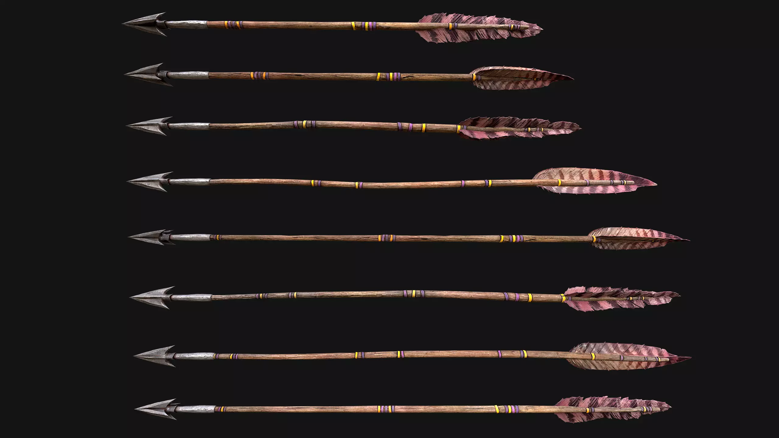 Quiver Archer Crossbowman Set Medieval equipment Low-poly 3D model_17