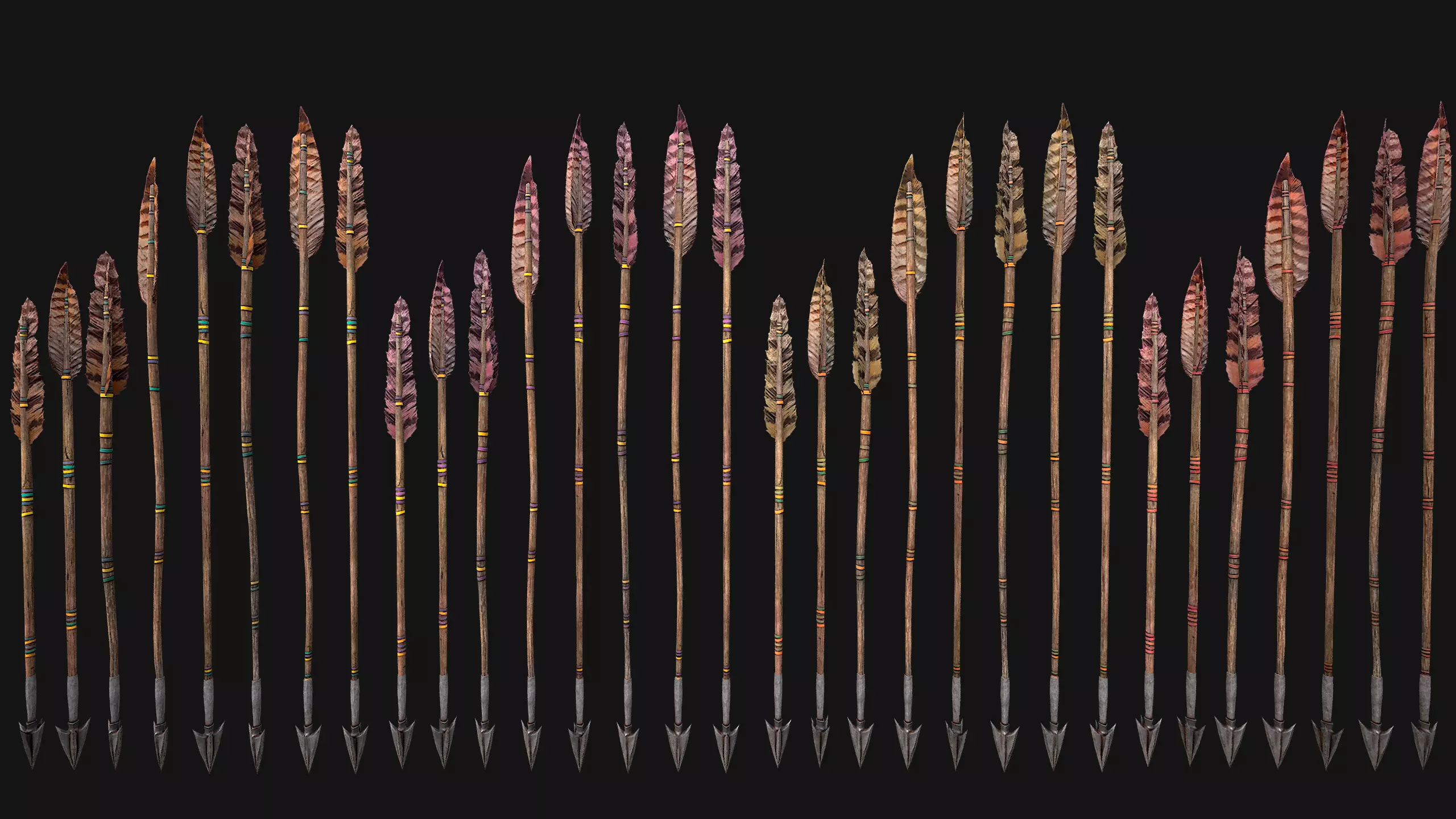 Quiver Archer Crossbowman Set Medieval equipment Low-poly 3D model_14