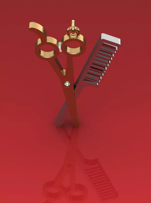 Pendant Scissors And Comb  3D print model_3