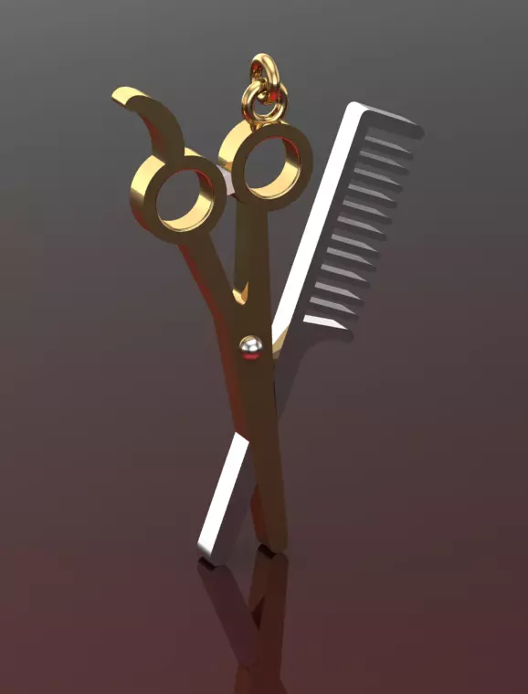 Pendant Scissors And Comb  3D print model_2