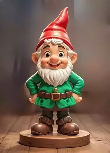 2264Fairy Tale Gnome Color Full Body Figurine on Base