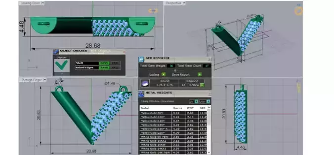 STL 3dm Pendant Sparkling V-Shaped Diamonds jp0320