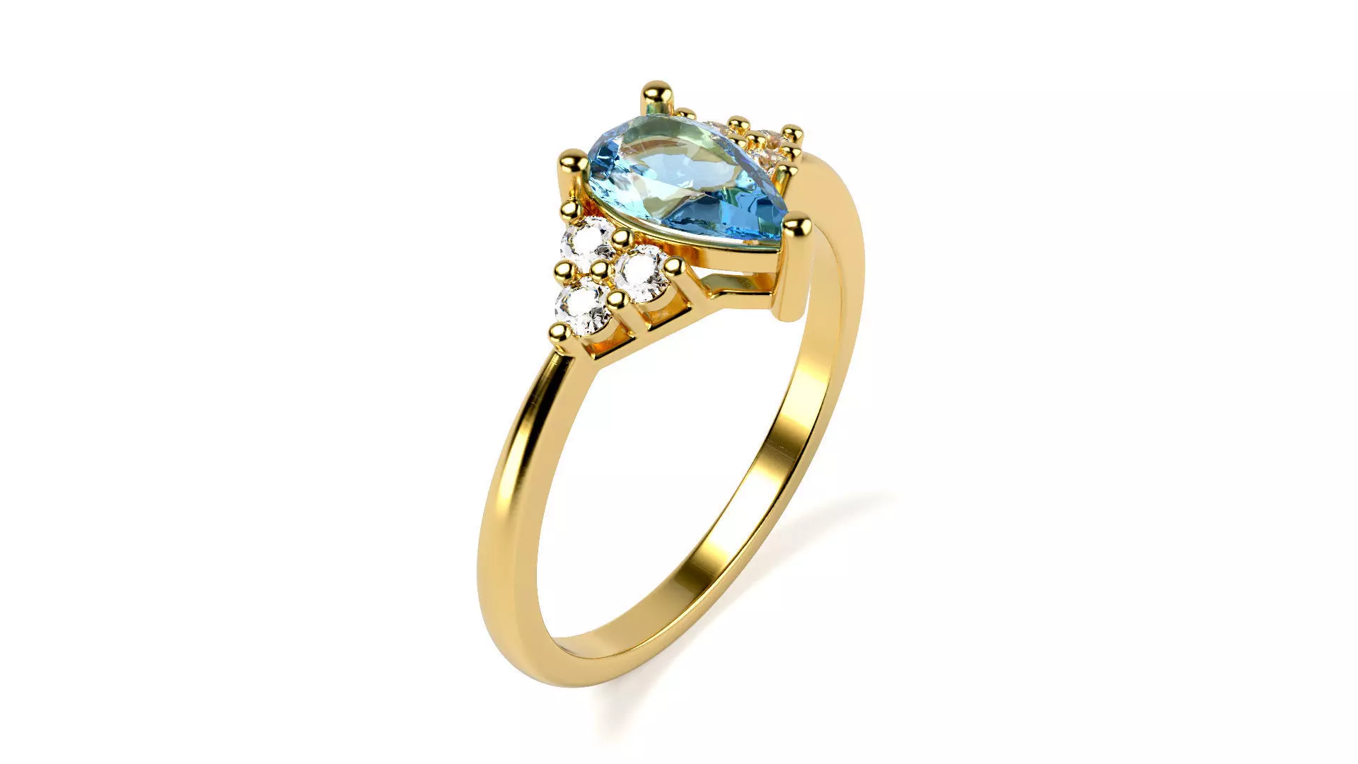 Pear 8x5mm Sapphire Ring All Sizes 3D print model_1