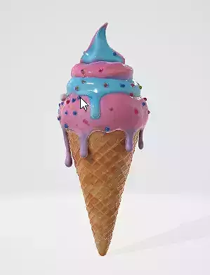 Cute 3D Ice Cream Cone Perfect for Games Animation