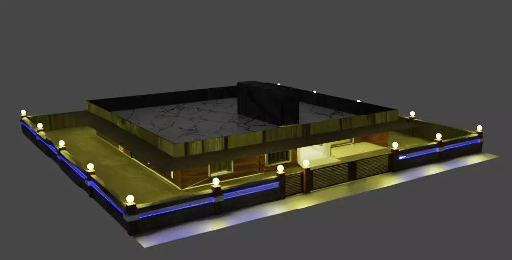 Modern Luxury Bungalow  Architectural 3d Model Game Ready 3D model_2