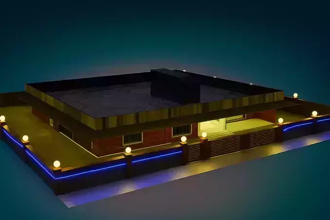 Modern Luxury Bungalow  Architectural 3d Model Game Ready 3D model