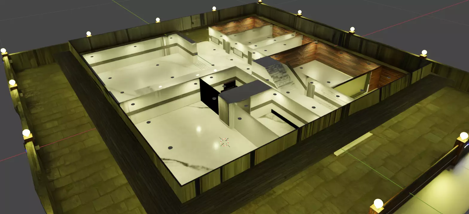 Modern Luxury Bungalow  Architectural 3d Model Game Ready 3D model_3