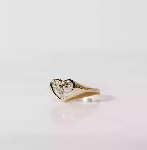 Heart diamond signet ring