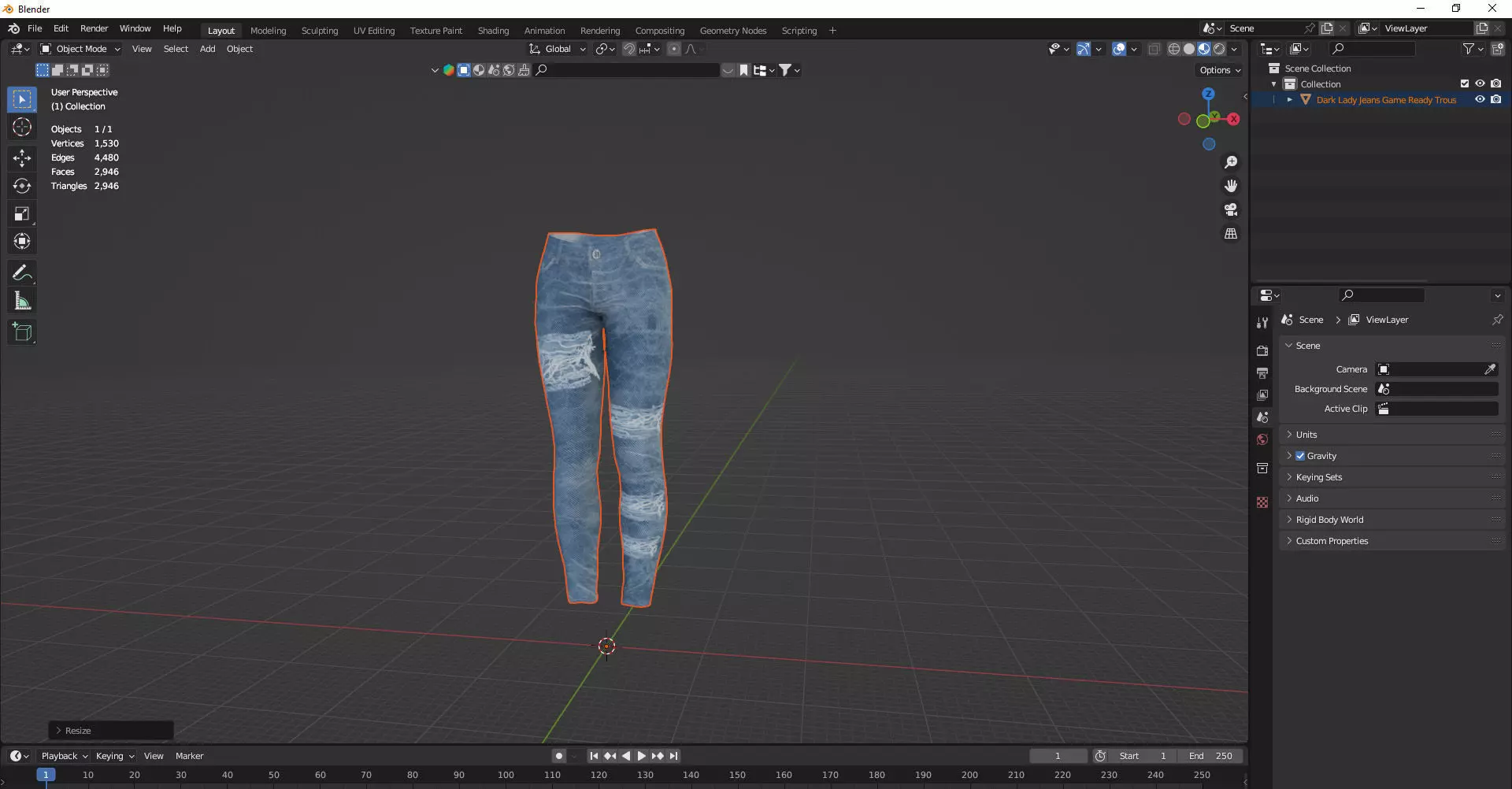 Lady Jeans Game Ready Trousers 08 Pant 3D Model 3D model_7