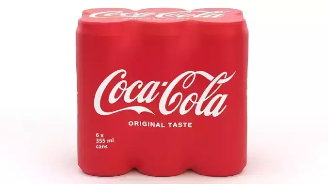6 Pack 355ml Sleek Coca Cola Beverage Cans Packaging 3D model 3