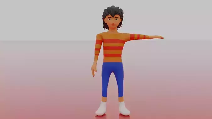 low poly cartoon character for blender