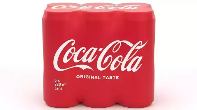 6 Pack 330ml Sleek Coca Cola Beverage Cans Packaging 3D model 3