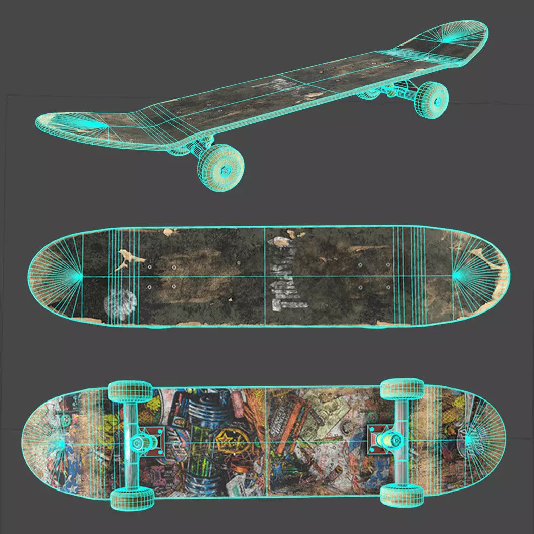 Realistic 3D Skateboard Model Low-poly 3D model_10