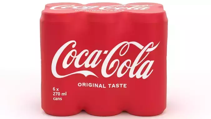 6 Pack 270ml Sleek Coca Cola Beverage Cans Packaging 3D model 3