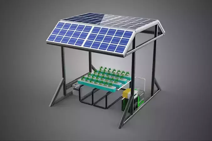 SOLAR ROOF ENERGY POWER IOT PH NUTRIENT CONTROL HYDROPONIC PLANT