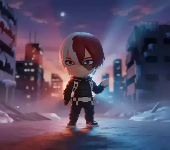 Shoto Todoroki Nendoroid Stealth Suit Chibi Figure Low-poly 3D model