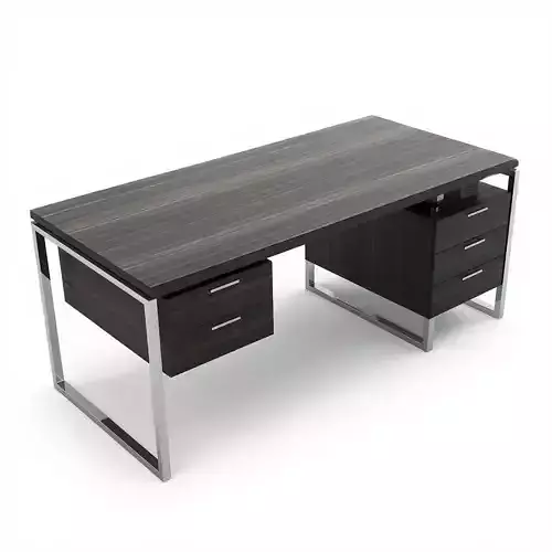 Modern Executive Desk - Dark Wood  Chrome 3D Model