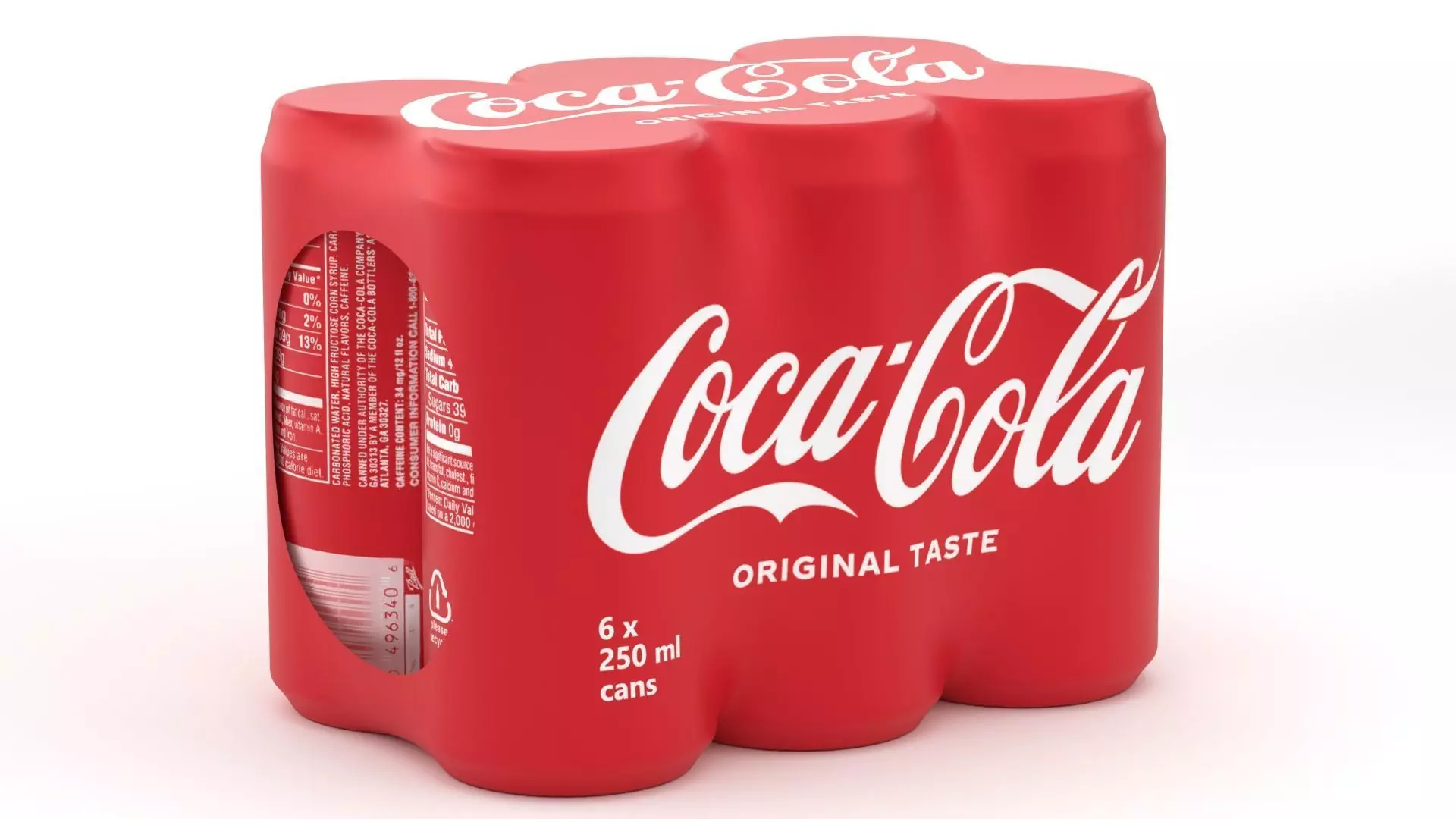 6 Pack 250ml Sleek Coca Cola Beverage Cans Packaging 3D model_3