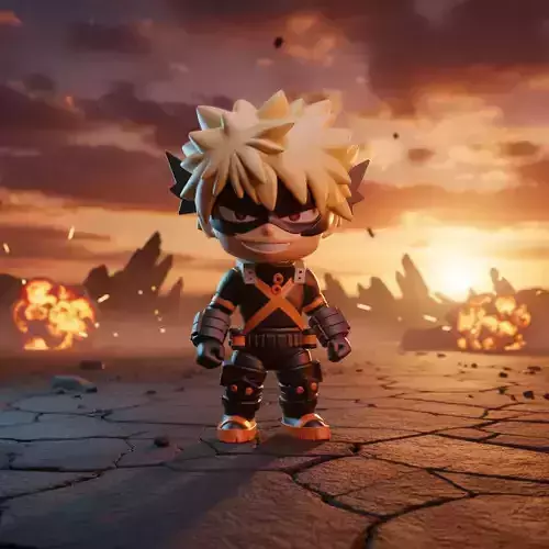 Katsuki Bakugo Nendoroid Chibi Collectible Figure Low-poly 3D model